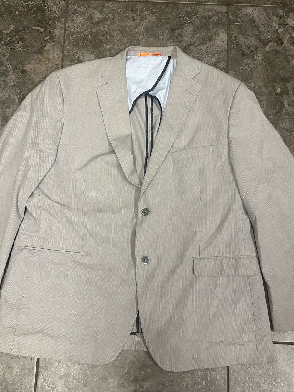Bianco Brioni Firenze Mens High Twist 2 Button Blazer Grey Modern Fit Sz 50R